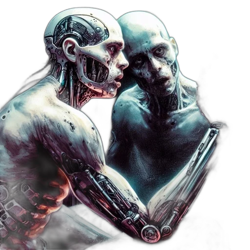 robot, concept art, cyberpunk, comic book art transparent PNG cut-out