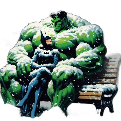 comic book art, concept art, snow, green transparent PNG cut-out