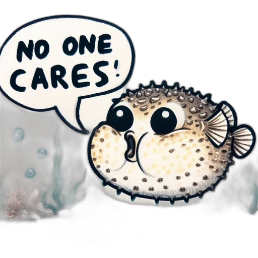 concept art, underwater, animated, pufferfish transparent PNG cut-out
