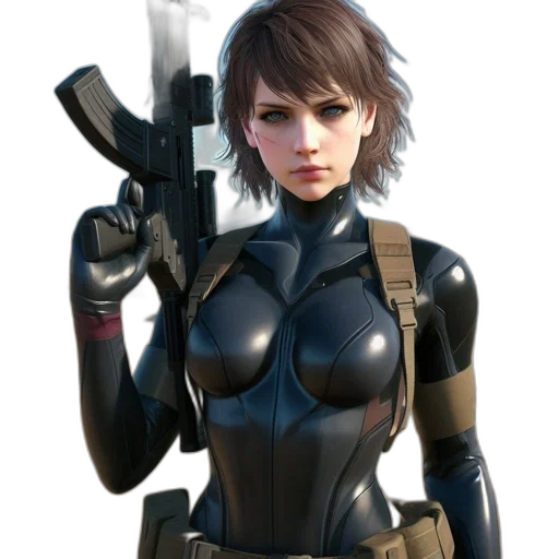 weapon, robot, jacket, staff transparent PNG cut-out