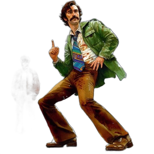 jacket, staff, concept art, comic book art transparent PNG cut-out