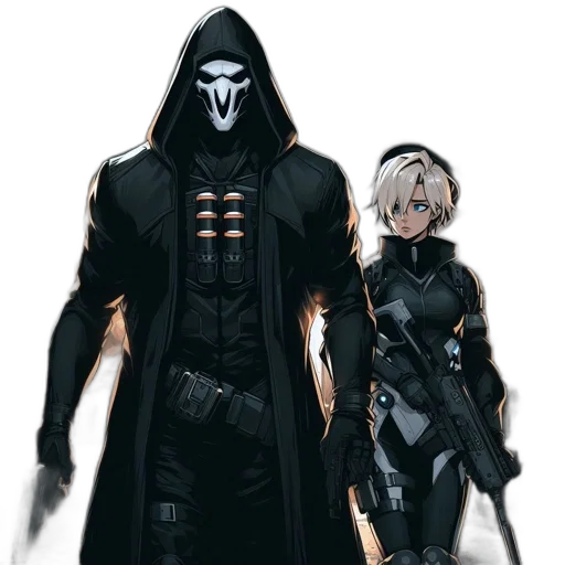mask, jacket, weapon, concept art transparent PNG cut-out