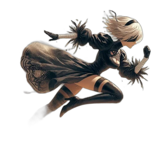 hair, dress, mask, weapon transparent PNG cut-out