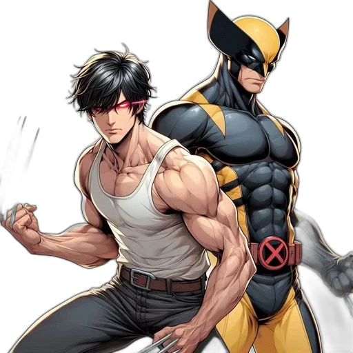 comic book art, concept art, fantasy art, two transparent PNG cut-out