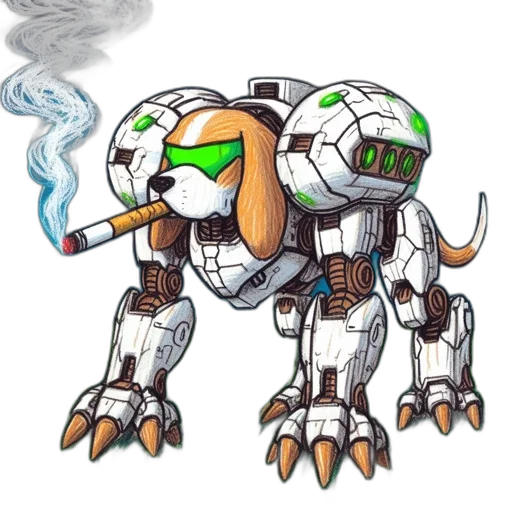 robot, weapon, concept art, pixel art transparent PNG cut-out