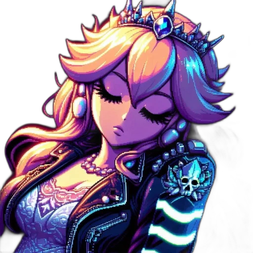 crown, dress, staff, pixel art transparent PNG cut-out