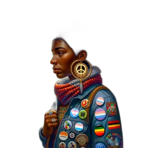 jacket, jewelry, staff, face transparent PNG cut-out