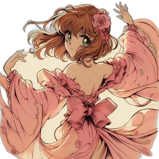 dress, flower, crown, watercolor transparent PNG cut-out