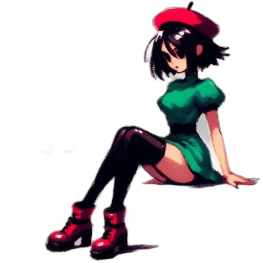 dress, hat, robot, staff transparent PNG cut-out