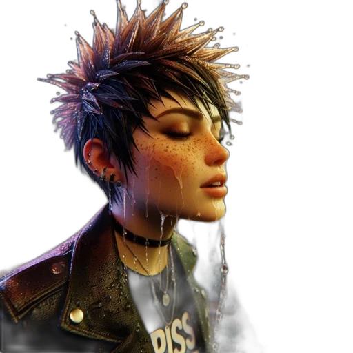 jacket, face, concept art, cyberpunk transparent PNG cut-out