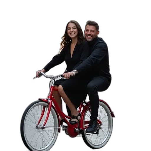 man, woman, riding, bicycle transparent PNG cut-out