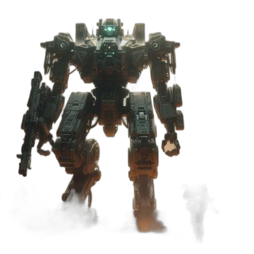 robot, weapon, concept art, 3d render transparent PNG cut-out