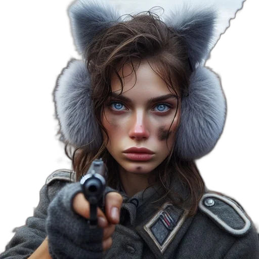 jacket, face, hat, weapon transparent PNG cut-out
