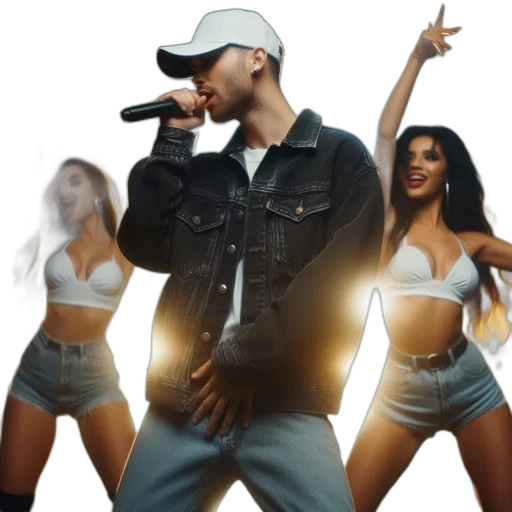 male, rapper, singer, performs transparent PNG cut-out
