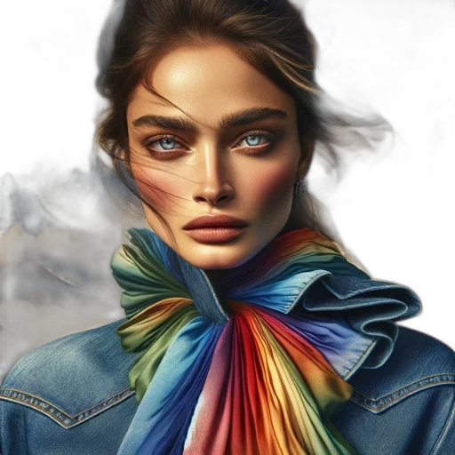 jacket, face, jewelry, photorealistic transparent PNG cut-out
