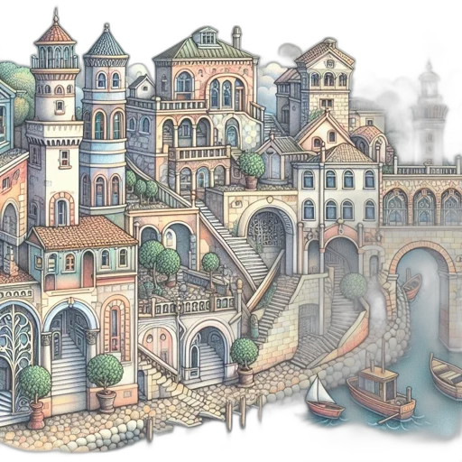 building, concept art, fantasy art, watercolor transparent PNG cut-out