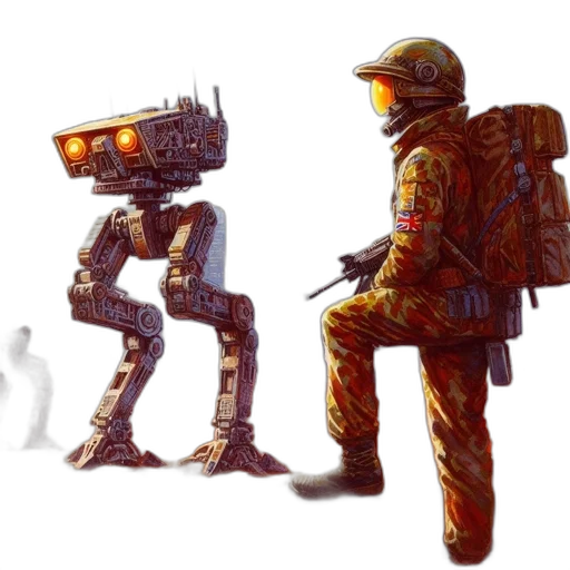 robot, weapon, concept art, pixel art transparent PNG cut-out