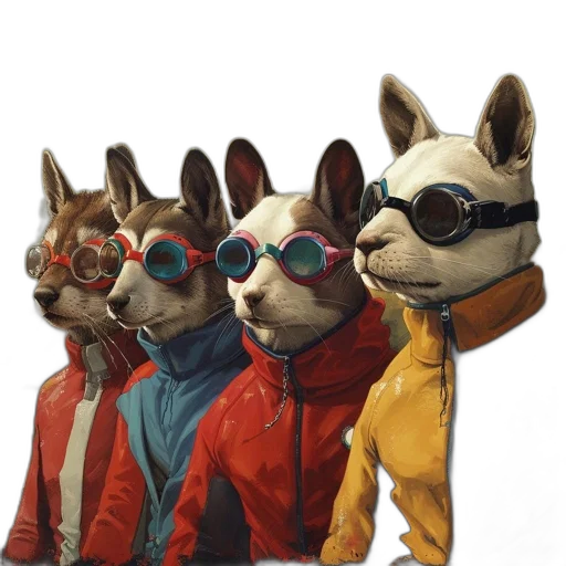 jacket, mask, animal, staff transparent PNG cut-out