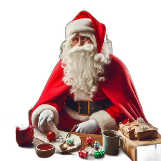 santa, claus, seated, festively transparent PNG cut-out
