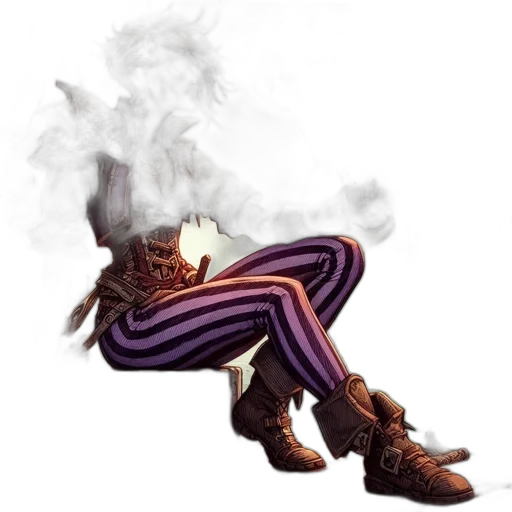 jacket, mask, shoes, staff transparent PNG cut-out