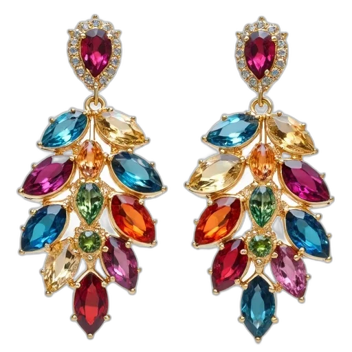 jewelry, pair, earrings, leaf transparent PNG cut-out