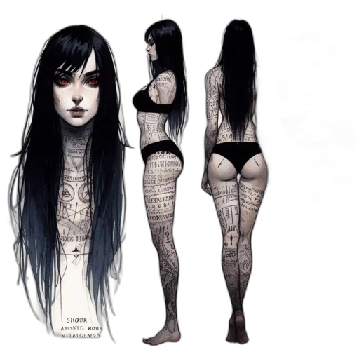 dress, hair, creature, concept art transparent PNG cut-out