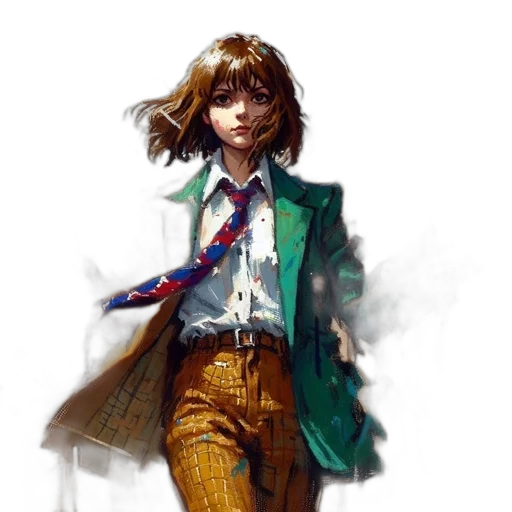 jacket, staff, face, concept art transparent PNG cut-out