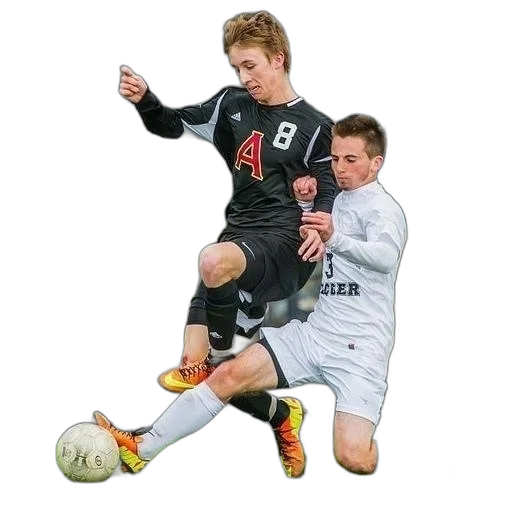 two, soccer, players, action transparent PNG cut-out