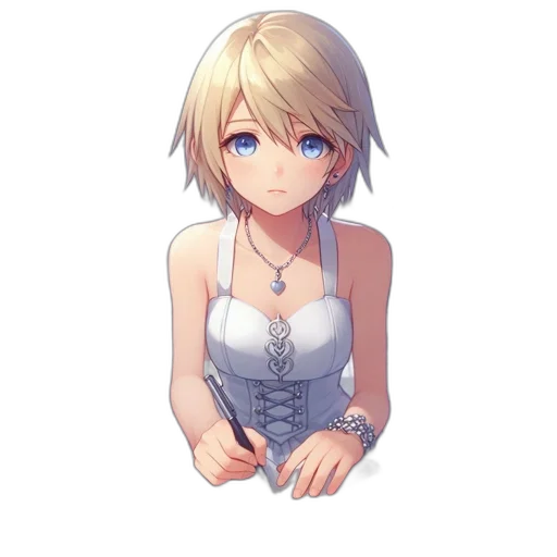 dress, jewelry, face, staff transparent PNG cut-out