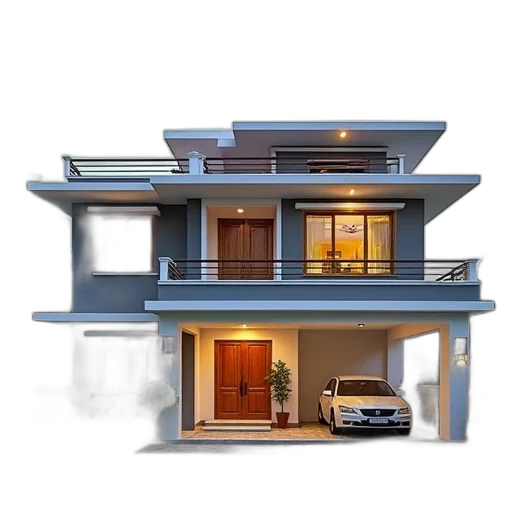 building, car, 3d render, photorealistic transparent PNG cut-out