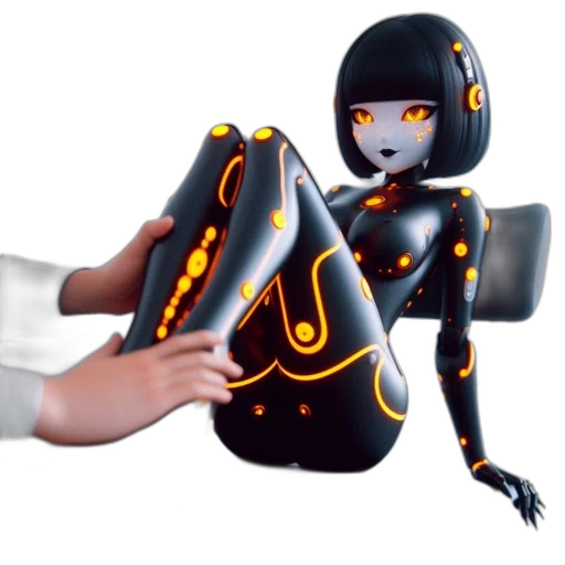 robot, 3d render, concept art, cyberpunk transparent PNG cut-out