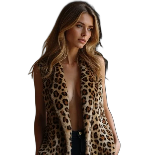 jacket, dress, leopard, vest transparent PNG cut-out