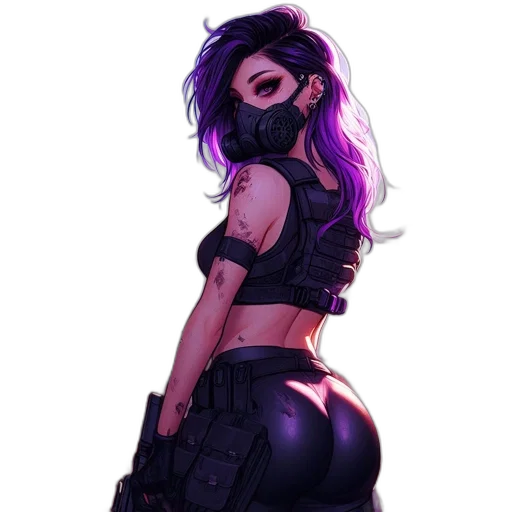 jacket, weapon, dress, cyberpunk transparent PNG cut-out