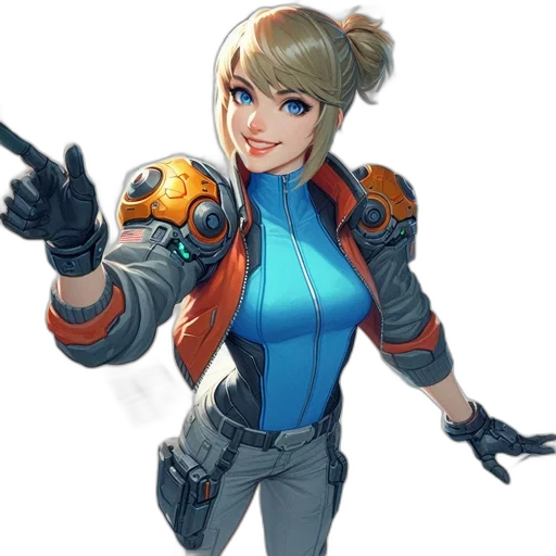 jacket, robot, weapon, staff transparent PNG cut-out