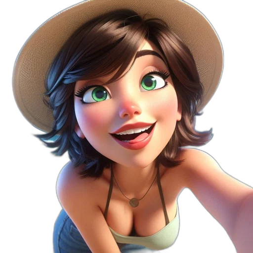 face, hat, dress, jewelry transparent PNG cut-out