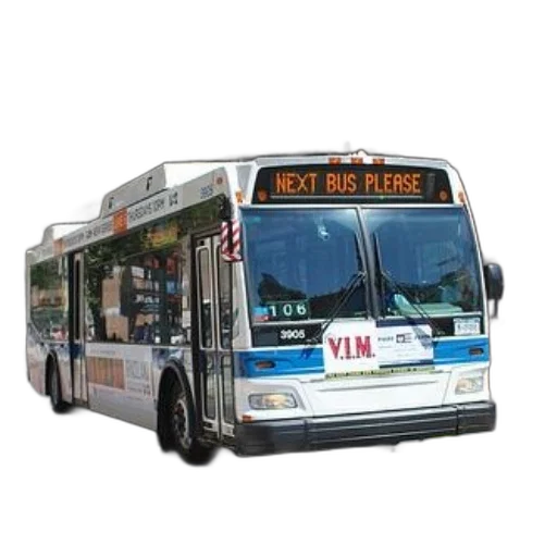 3d render, white, bus, blue transparent PNG cut-out