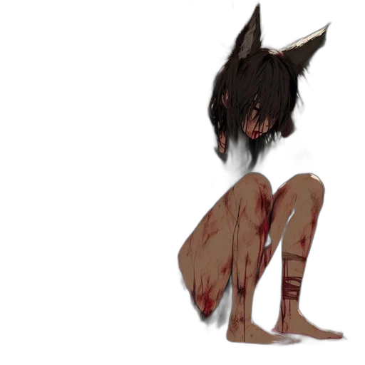 creature, mask, hair, staff transparent PNG cut-out