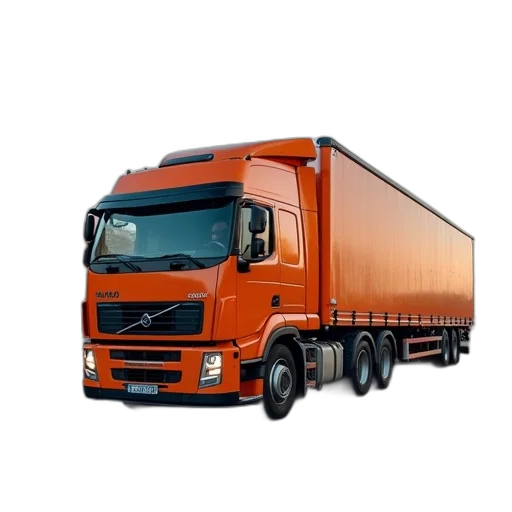 photorealistic, 3d render, orange, truck transparent PNG cut-out