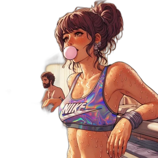 watercolor, vaporwave, anime, cartoon transparent PNG cut-out