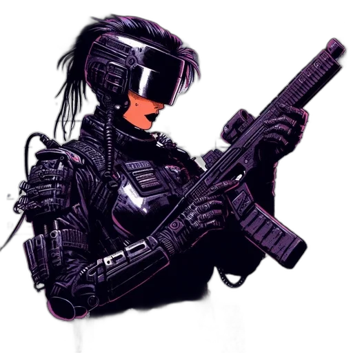 weapon, robot, cyberpunk, concept art transparent PNG cut-out