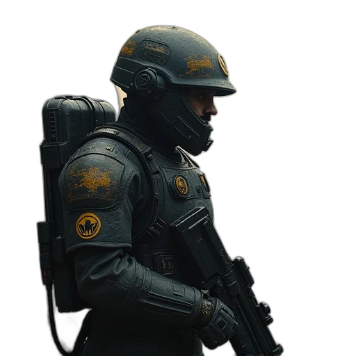 jacket, weapon, staff, robot transparent PNG cut-out