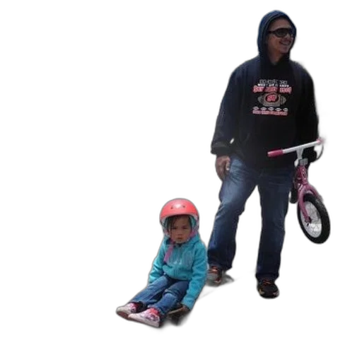man, pushes, child, skateboard transparent PNG cut-out