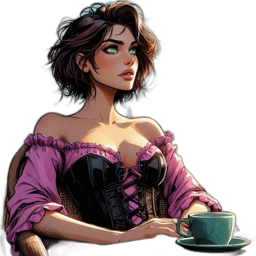 dress, jewelry, comic book art, fantasy art transparent PNG cut-out