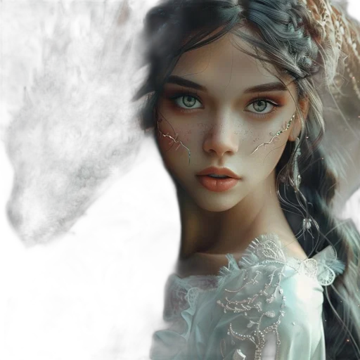 face, dress, fantasy art, photorealistic transparent PNG cut-out