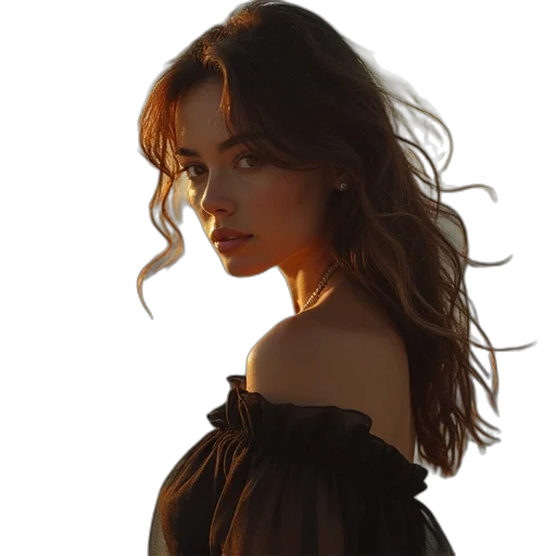 dress, face, photorealistic, oil painting transparent PNG cut-out