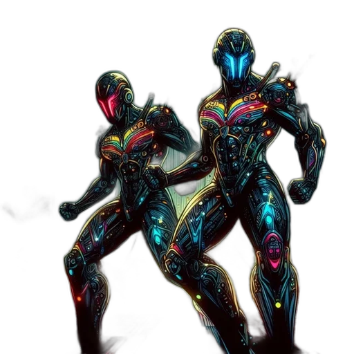 robot, concept art, cyberpunk, 3d render transparent PNG cut-out