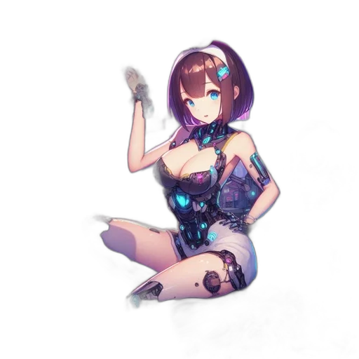 dress, robot, weapon, staff transparent PNG cut-out