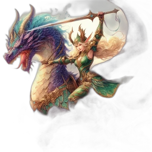 dragon, staff, sword, creature transparent PNG cut-out