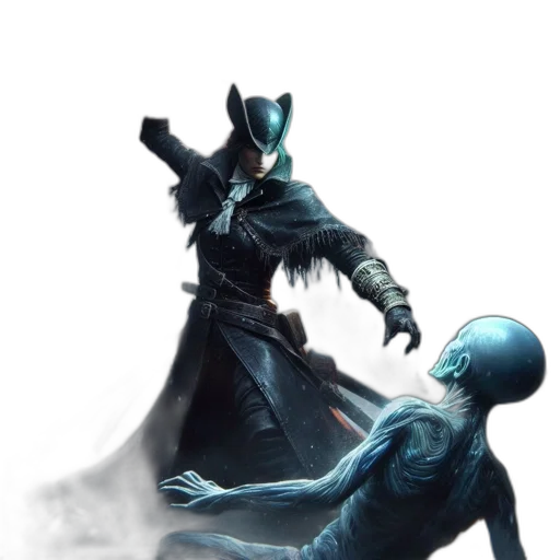 mask, creature, sword, concept art transparent PNG cut-out