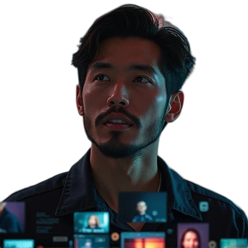face, staff, robot, jacket transparent PNG cut-out